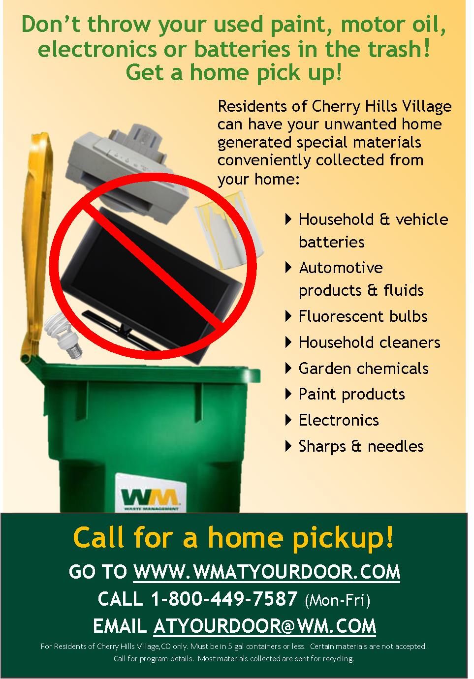 List of acceptable items and contact information